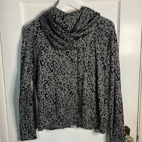 Sundry Animal Print Gray Black Zip-up Drawstring Super Soft Hoodie W-163 Sz S - Picture 6 of 10